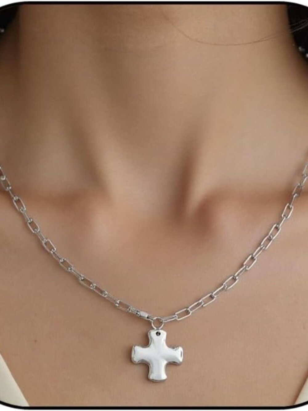 Chunky Cross Necklace for Women Gold Silver Large Cross Charm Pendant Necklace N